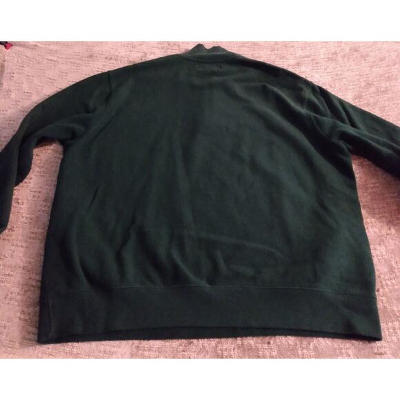 Polo Ralph Lauren Mens XXL Green 1/4 Zip Leather Pull Sweater Red Horse Pockets - Picture 10 of 11